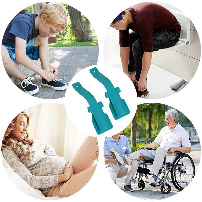1 Pair of Shoe Assistants, Plastic Slip-On Shoe Puller, Easy to Put On and Take Off, Blue
