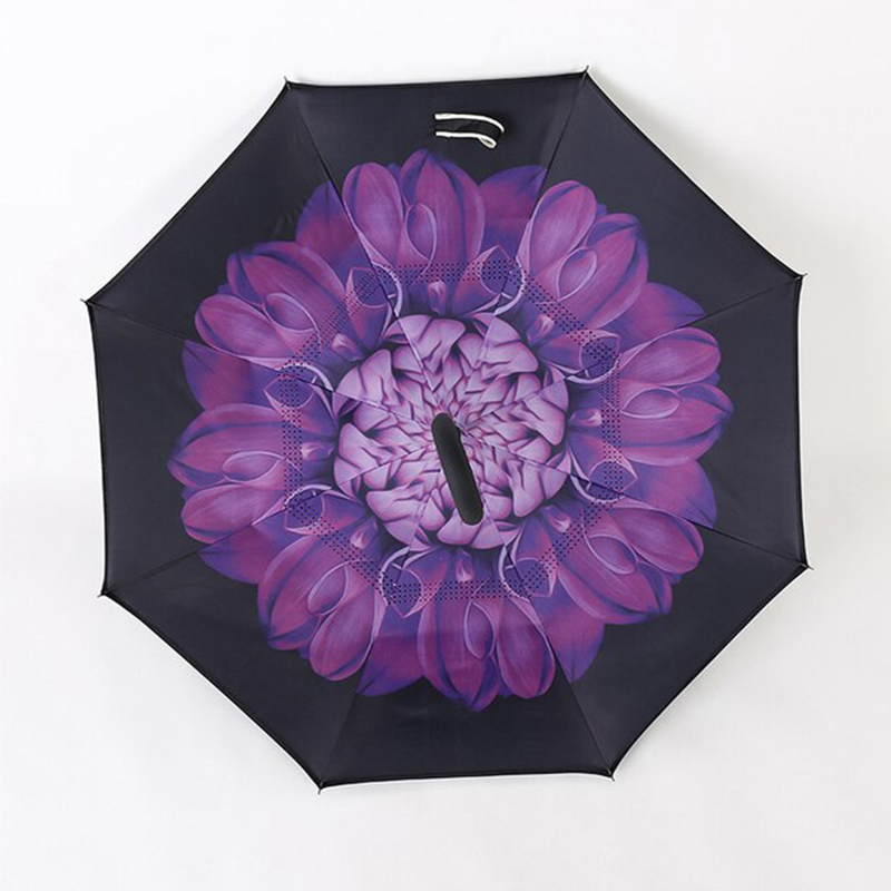 C-handle reverse folding double-layer umbrella, multiple styles to choose from - 80cm