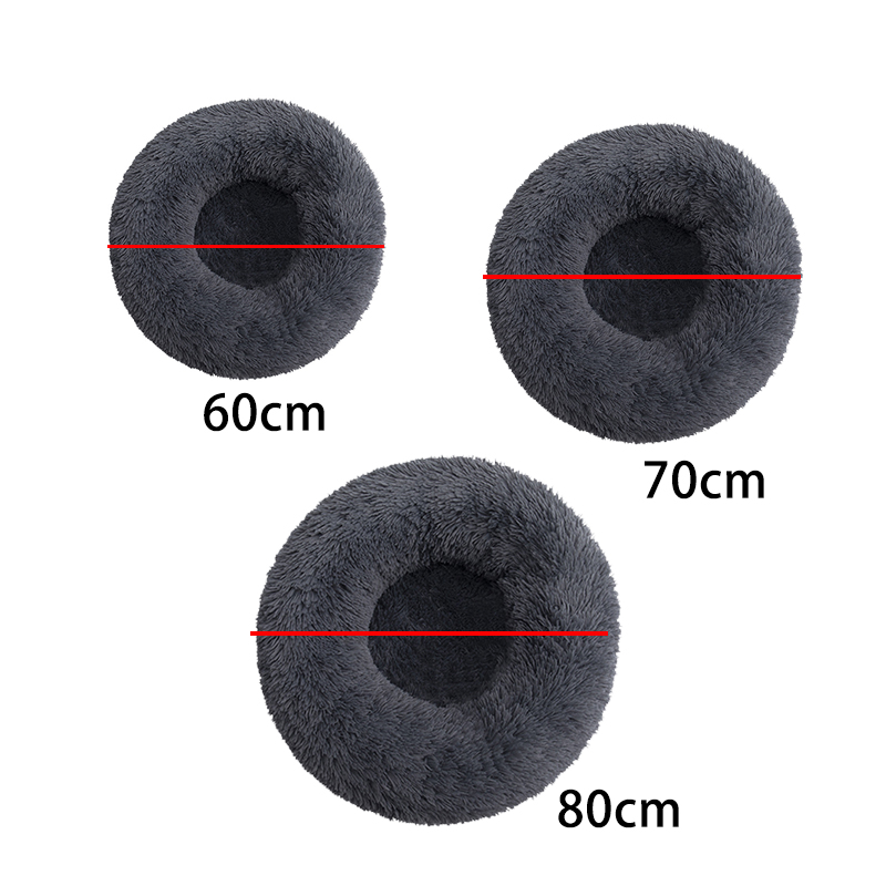 Detachable and Washable Comfy Donut Extra Large Dog Cat Beds Warm Bed Pet Round Plush Puppy Beds 50cm Deep Grey Home