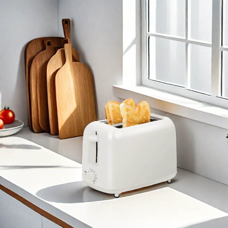 Plastic double-slice toaster for white kitchen