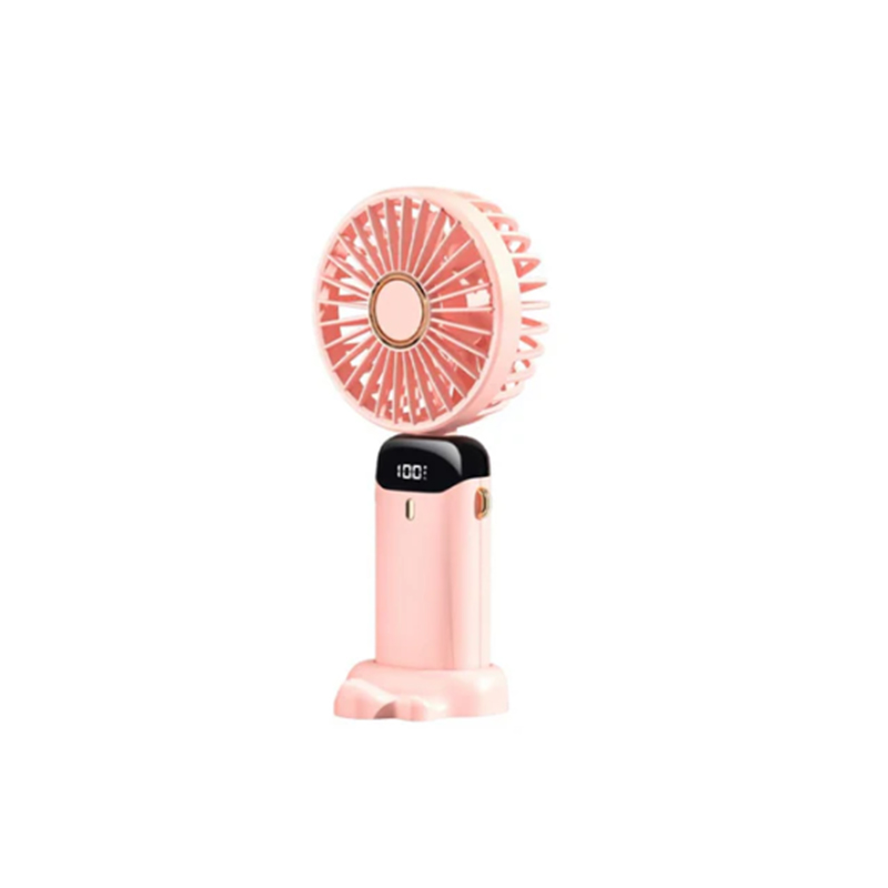 USB charging mini handheld fan with LED display, dimensions 18.8 x 9 x 4.65 cm - pink