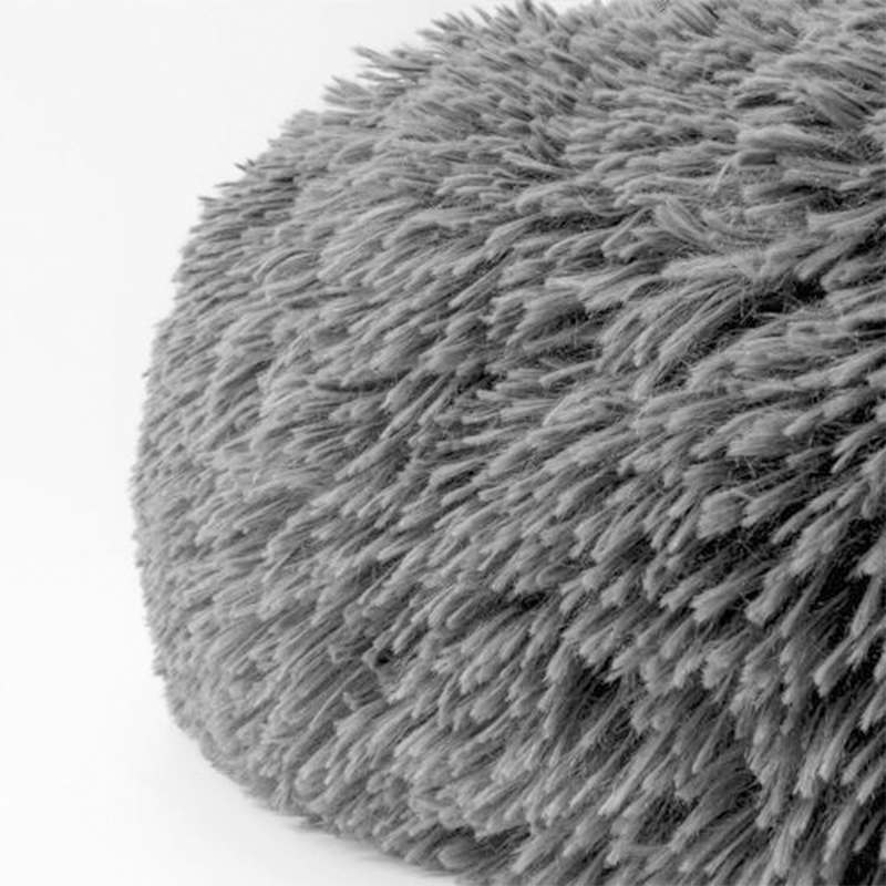 Cat Puppy Calming Plush Cushion Round Pet Bed without Zippers and Non-removable Deep Grey Diameter 50cm Home