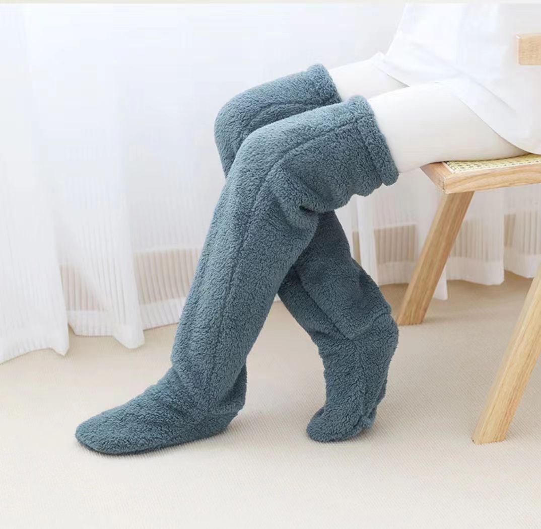 Soft Fluffy Sock Slipper Plush Cozy Socks Fuzzy Winter Socks for Women  Blue Home