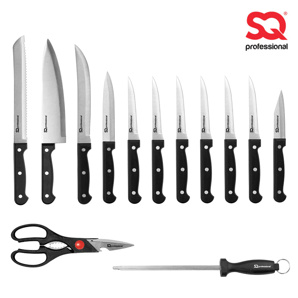 Stainless Steel Knife Set of 14 including Block and Scissors
