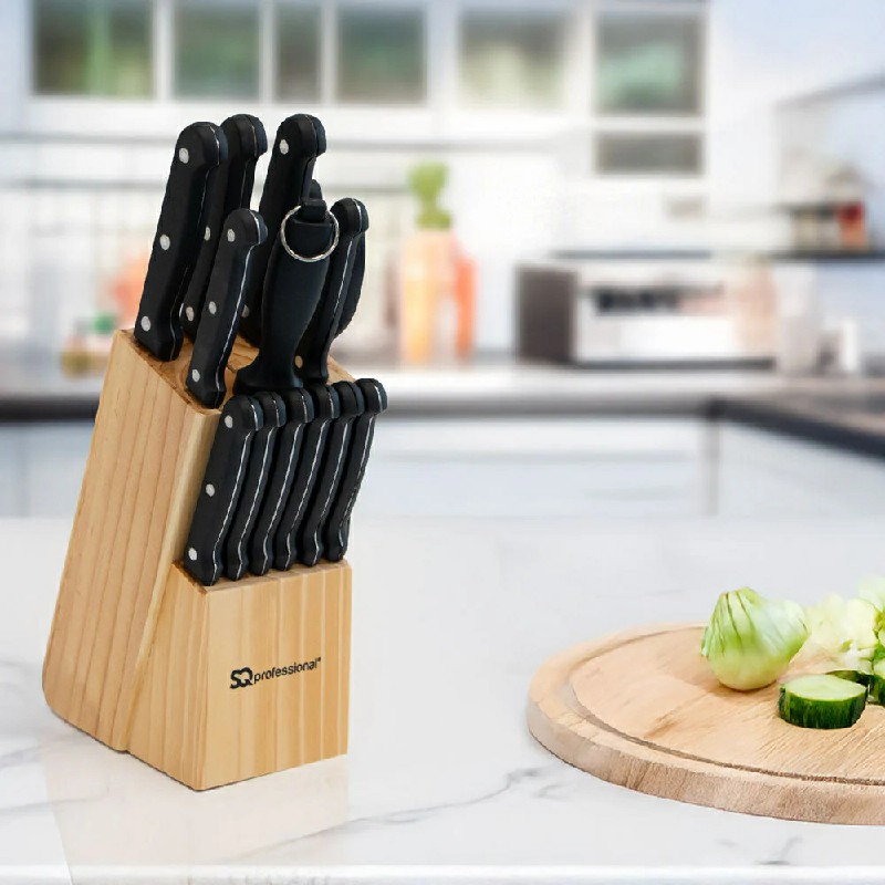 Stainless Steel Knife Set of 14 including Block and Scissors