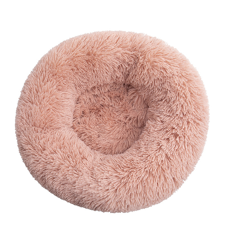 Cat Puppy Calming Plush Cushion Round Pet Bed without Zippers and Non-removable - Pink Diameter 80cm