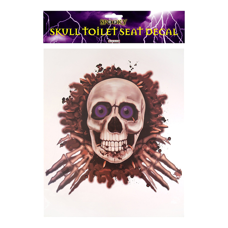 Halloween -Toilet Seat Scary Skull Decal Festive Fun