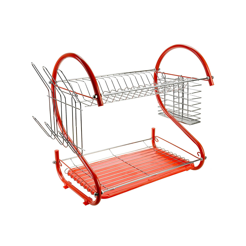 Dish Drainer Dish Drying Rack for Kitchen 55.8 x 24.1 x 39.2 cm  Red