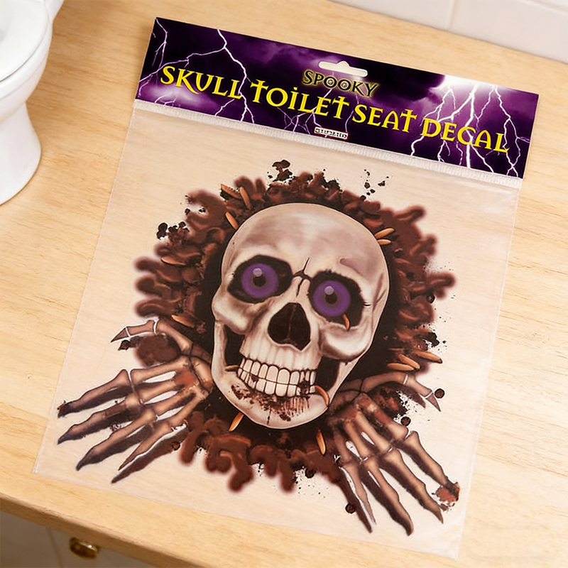 Halloween -Toilet Seat Scary Skull Decal Festive Fun