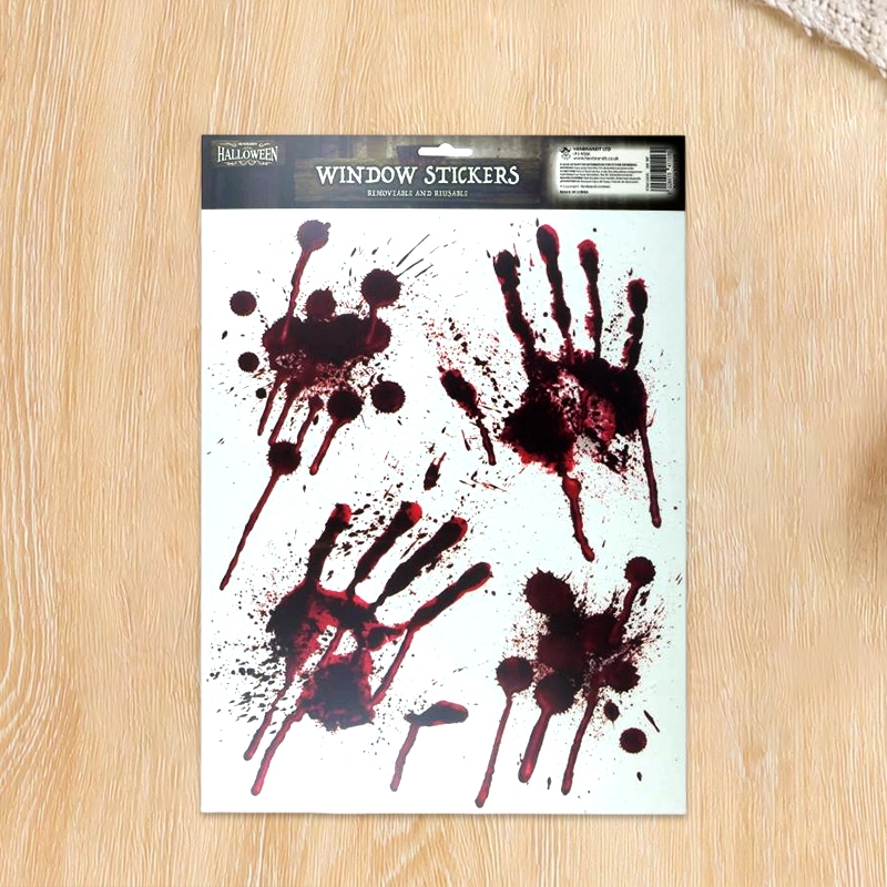 Halloween DecorationsBloody Hand Window Stickers Removable Reusable