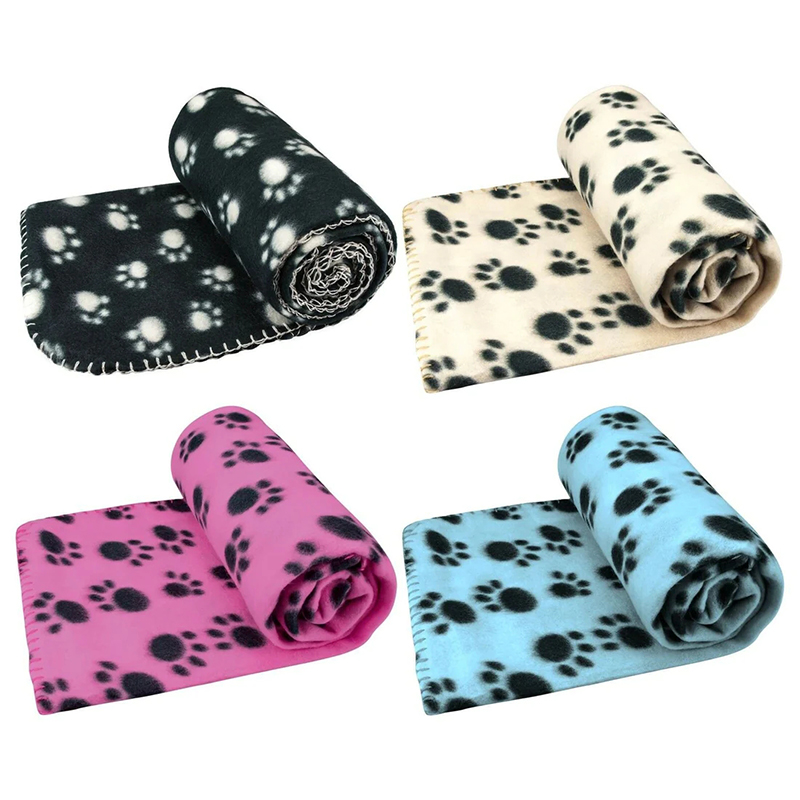 Paw Print Pet Sleeping Comfort Blanket Soft Fleece Bed Mat Cover 119 x 98cm Random Colour Gift