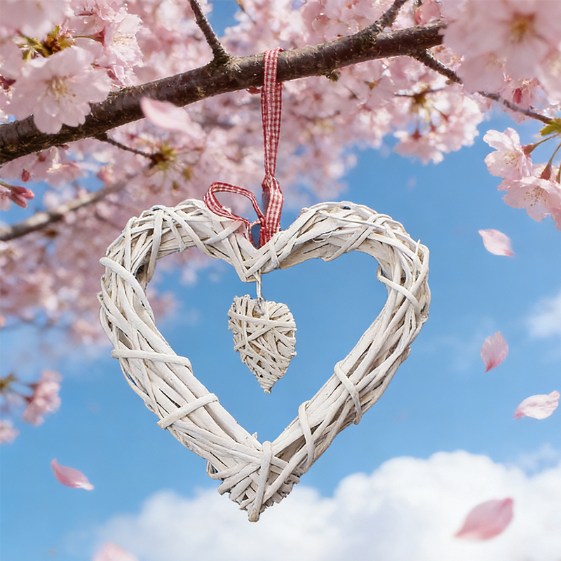 Rattan Heart Wreath Garden Decoration Straw Heart 24 cm Home