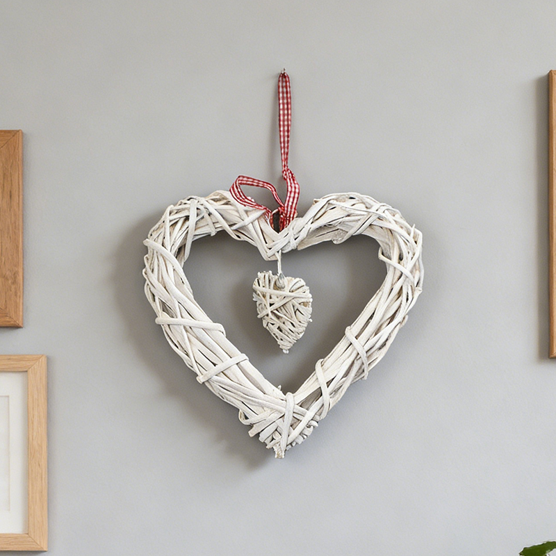 Rattan Heart Wreath Garden Decoration Straw Heart 22 cm Home