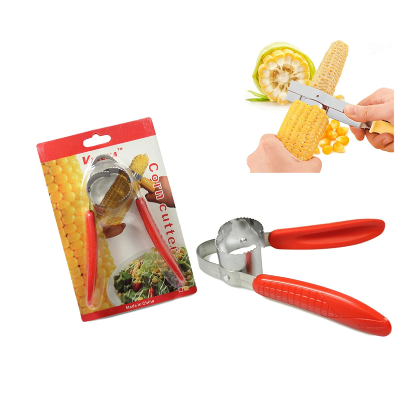 One Step Corn Peeler Thresher Tool Cob Kerneler Cutter Stripper for Kitchen Red Home