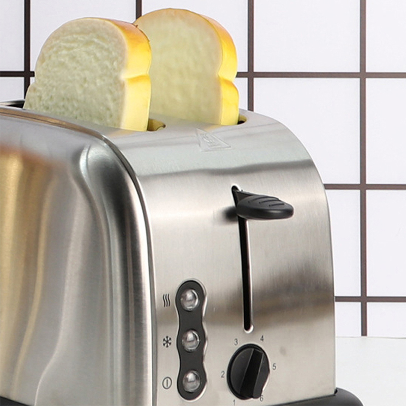 900W Metallic 2 Slice Toaster Stainless Steel Kitchen Toaster Silver Home