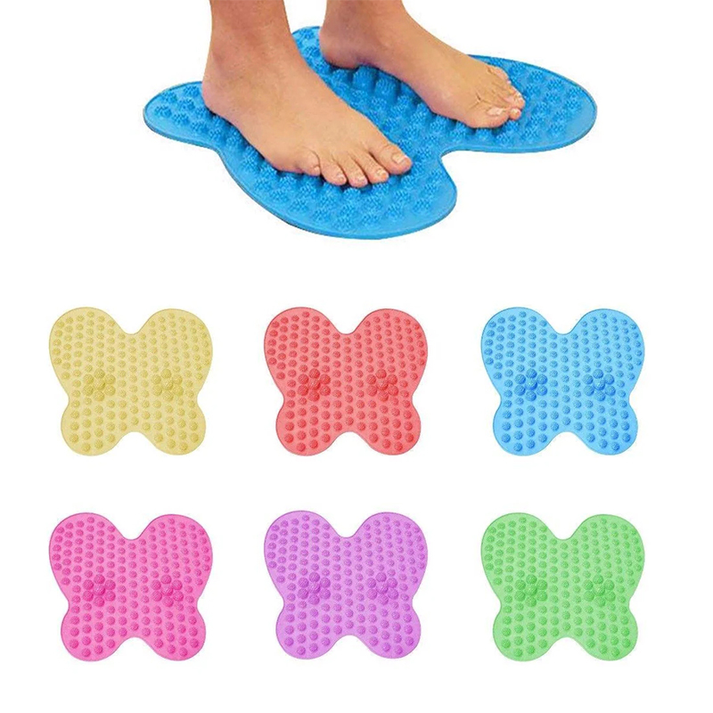 36.5cm Massage Reflexology Mat Washable Foot Pain Relief Mat Butterfly Shape - Random Colour Gift