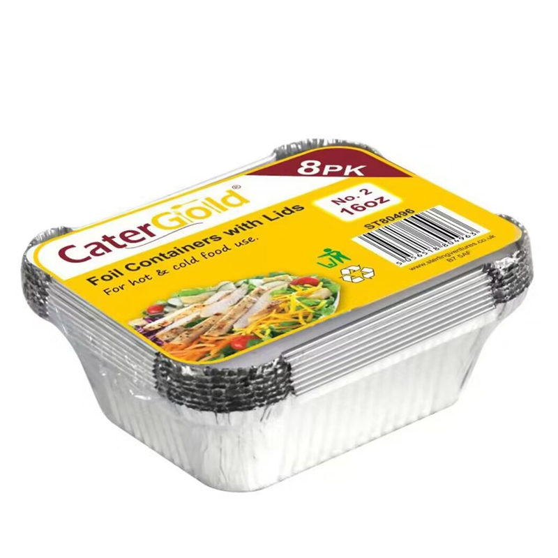 16oz Disposable Aluminum Foil Pans Food Containers with Lids Pack of 8 Home