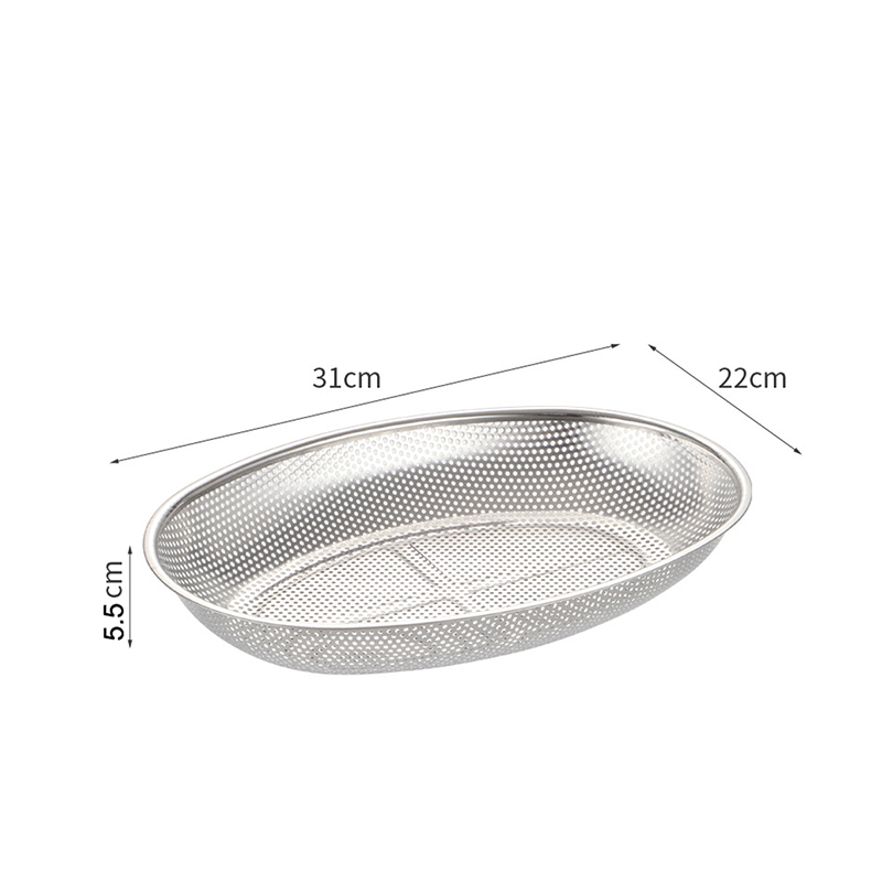 Oval Metal Strainer Tray Basket Colander Strainer for Kitchen 31 x 22 x 5.5 cm Home