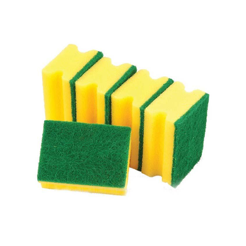 Double Sided Grooved Sponges Pack of 5 Washing Scourers for Kitchen 9 x 4 cm - Random Colour Home