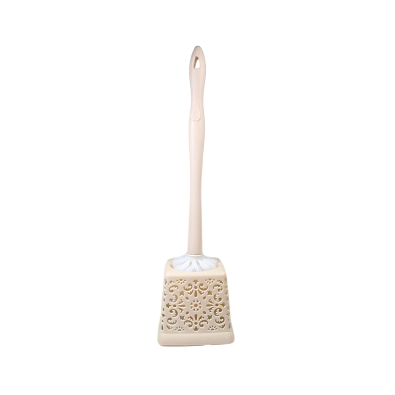 50cm Bathroom Toilet Brush with Lace Style Plastic Holder Random Colour Home