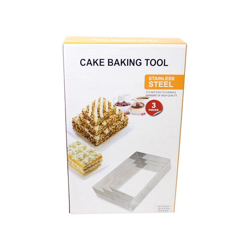 3 Piece Rectangle Cake Baking Mould Stainless Steel Cake Baking Tool Home