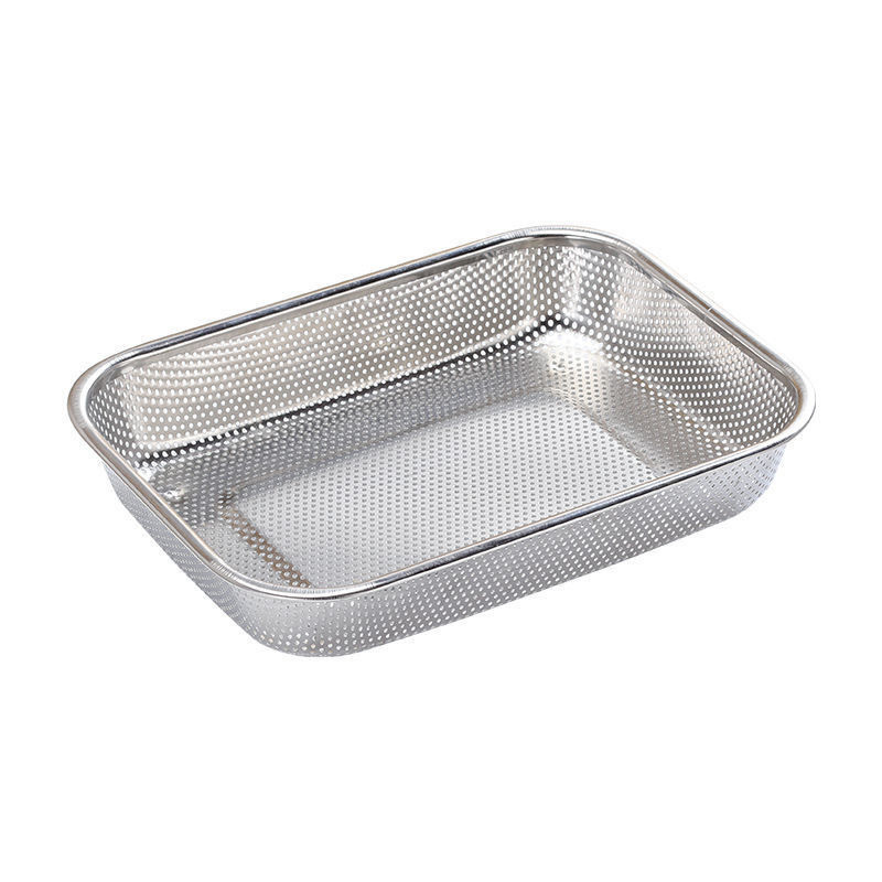 Rectangle Metal Strainer Tray Basket Colander Strainer for Kitchen BBQ 30 x 22 x 5.5 cm Home