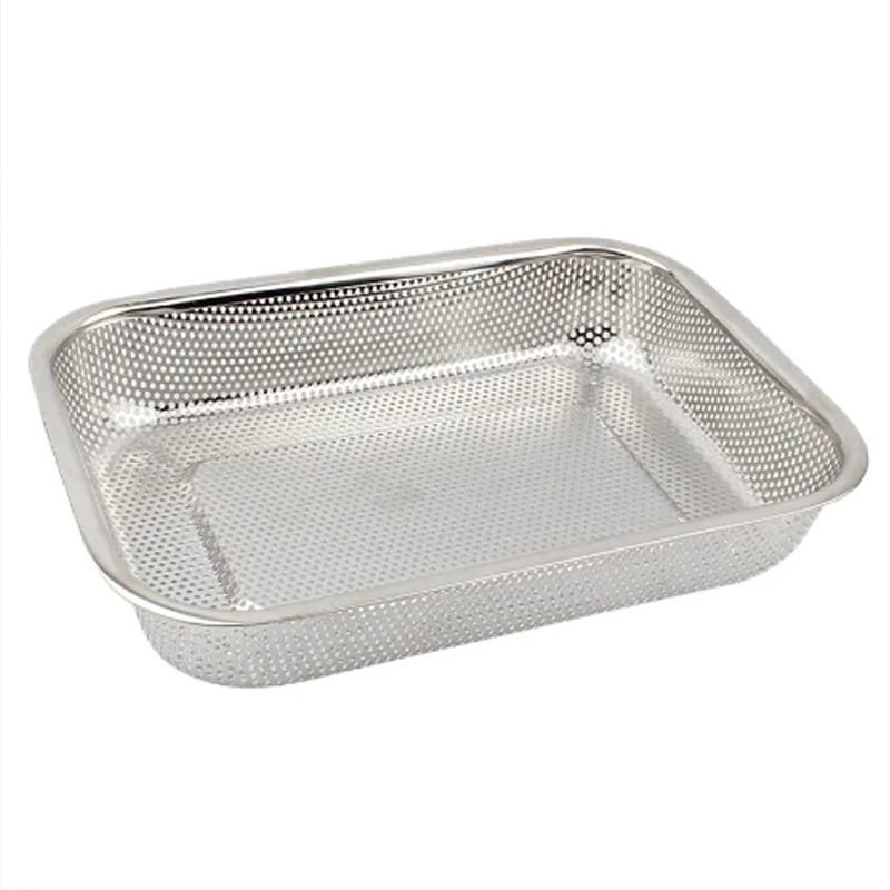 Rectangle Metal Strainer Tray Basket Colander Strainer for Kitchen BBQ 30 x 22 x 5.5 cm Home