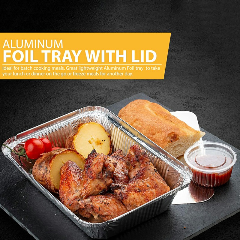 16oz Disposable Aluminum Foil Pans Food Containers with Lids Pack of 8 Home