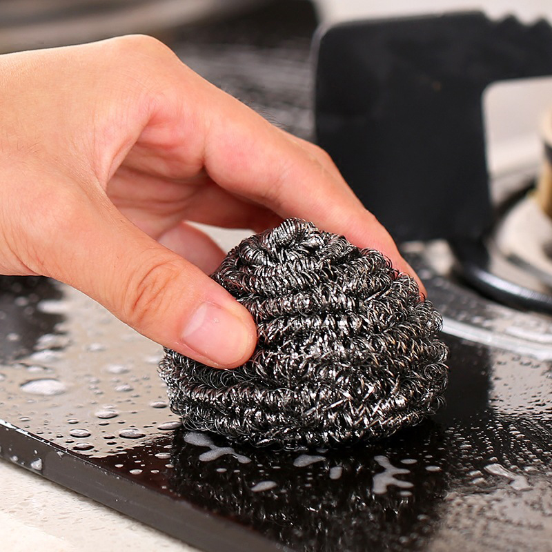 Sponge and Scourers Pack of 5 Steel Wool Scrubber for Kitchen Silver Home