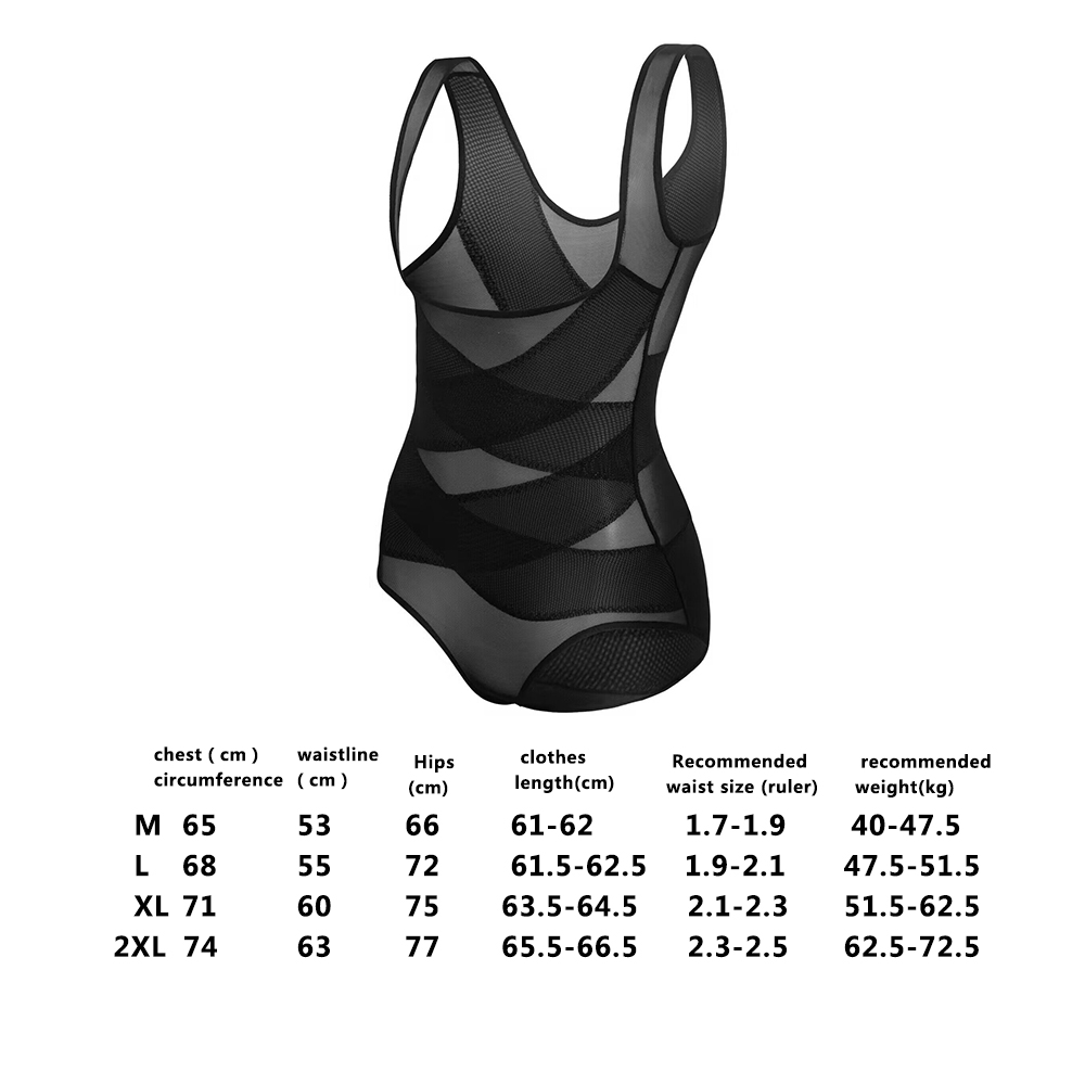 Mesh Slimming Bodysuits Waist Trainer Body Shaper Tummy Control Top for Women Black M  Gift