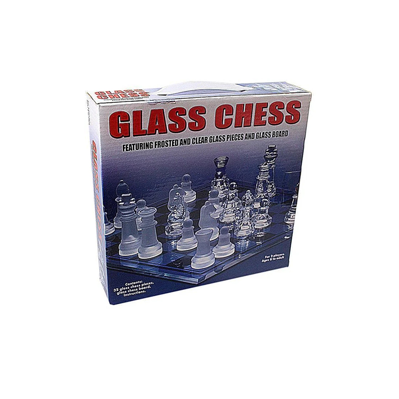 Frosted Polished Glass Chess Board Set with Padded Botto Crystal Chess Board 22cm x 22cm Home