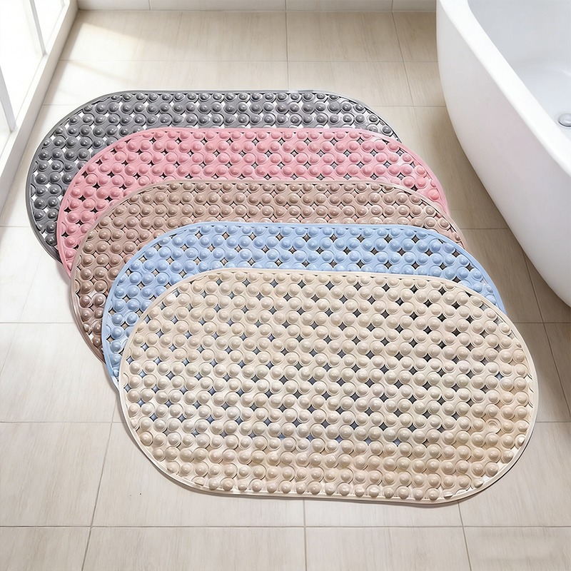PVC Bathroom Mat Non Slip Bath Shower Mats Strong Suction  Pink Home