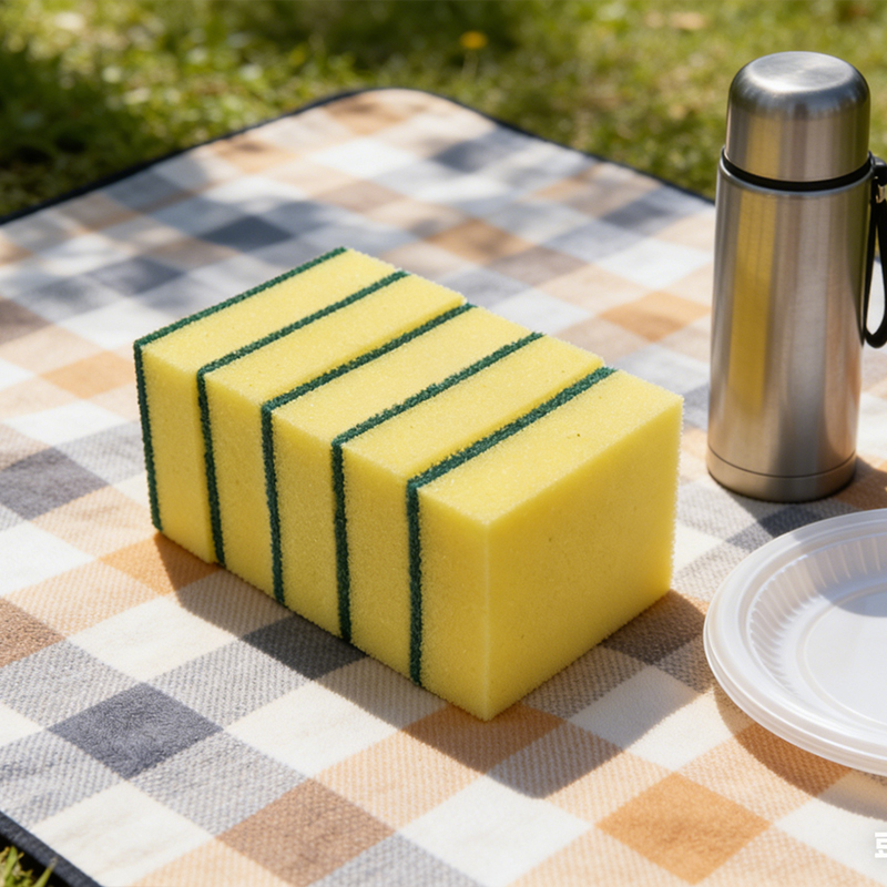 5PCS Dishwashing Sponge Dual Sided Dish Washing Cleaning Scrub Sponge Scourer Remove Grease Burnt on Food 11 x 6cm