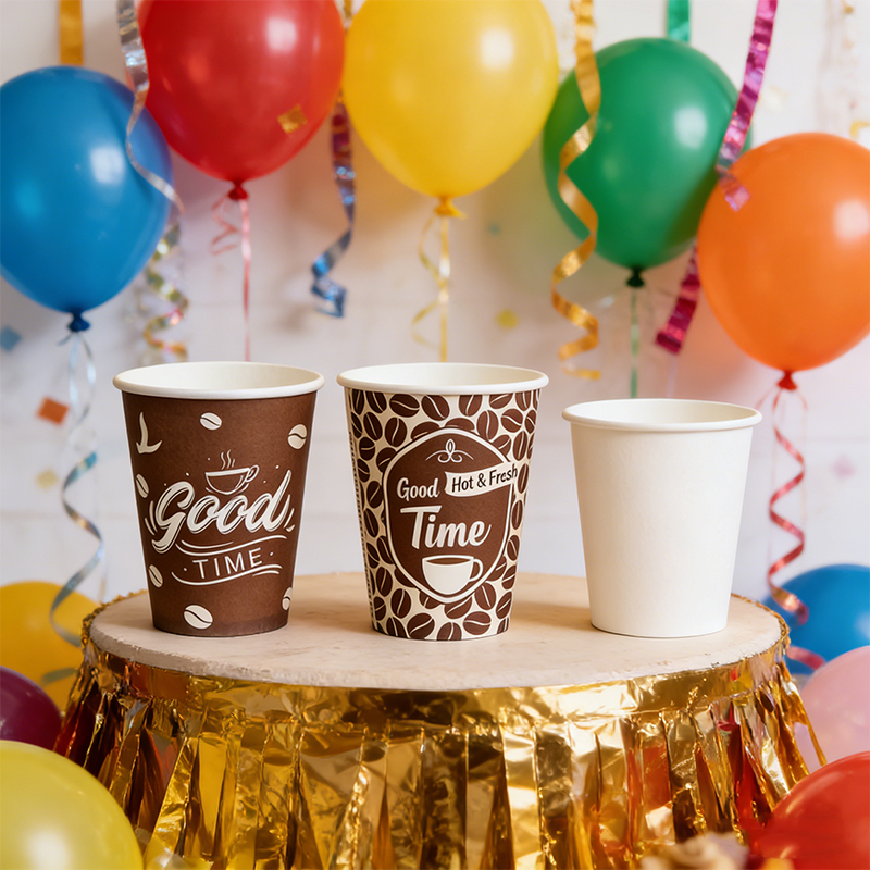 50PCS 8oz Disposable Paper Drinking Cups Paper Cups for DIY Wedding Party Picnic BBQ Random Color