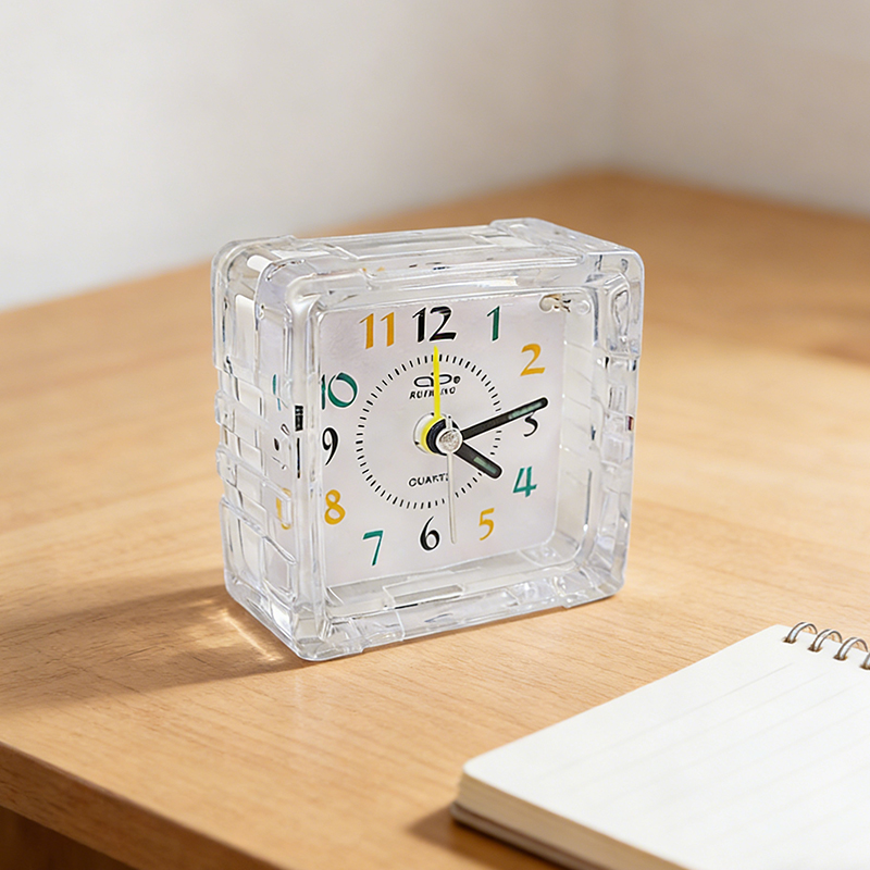 Small Square Quartz Bedside Clocks Desk Beep Alarm Clock Random Colour