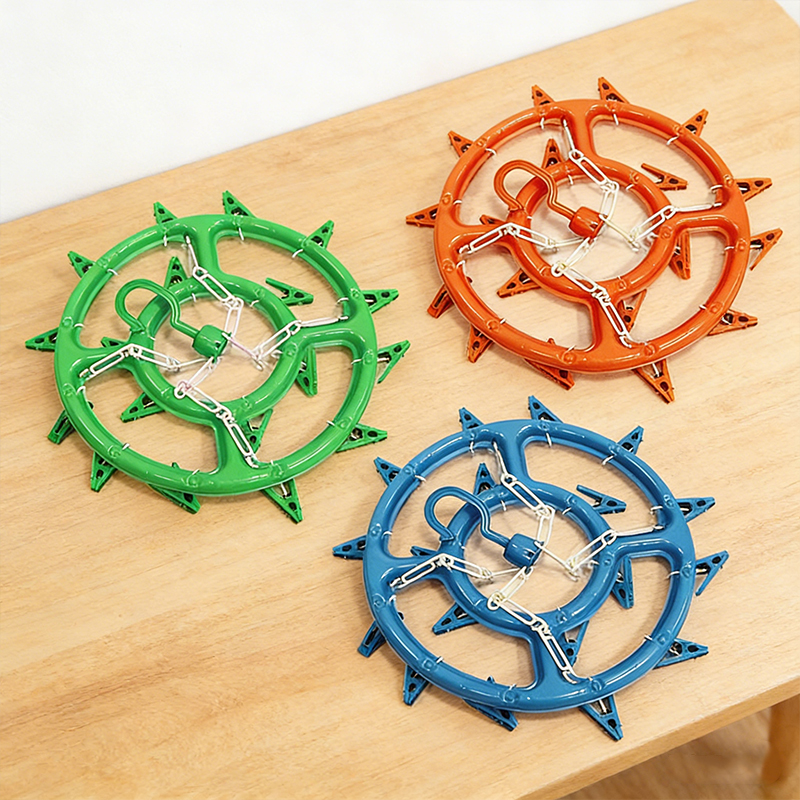 Round Clothes Hanger Hooked Pegs Washing Line Hanger Random Colours