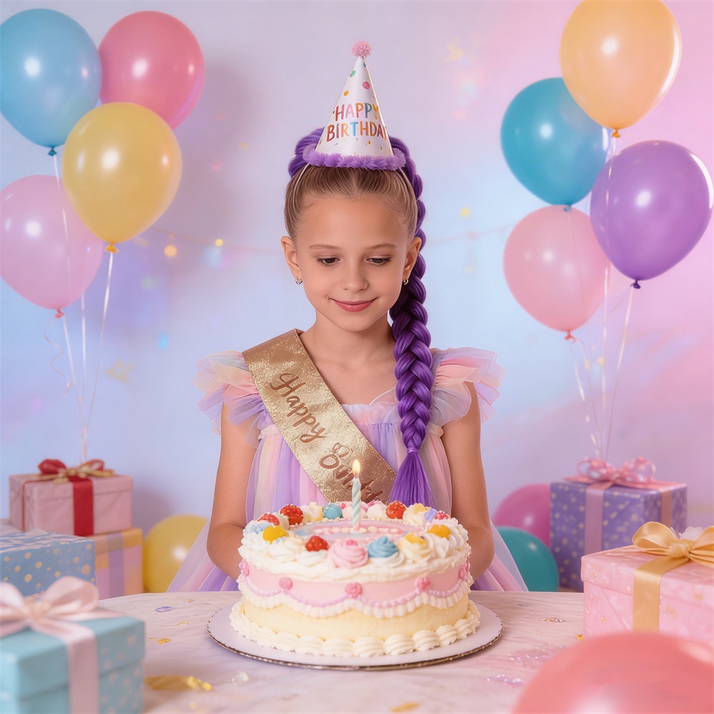 27.5 Inch Claw Clip Purple Braided Hair One Piece Fake Hair Ponytail Hair Extension Easy Install for Kids Women Cosplay Stage Party