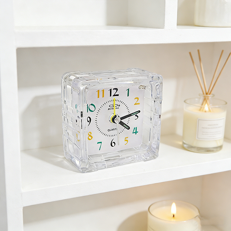Small Square Quartz Bedside Clocks Desk Beep Alarm Clock Random Colour