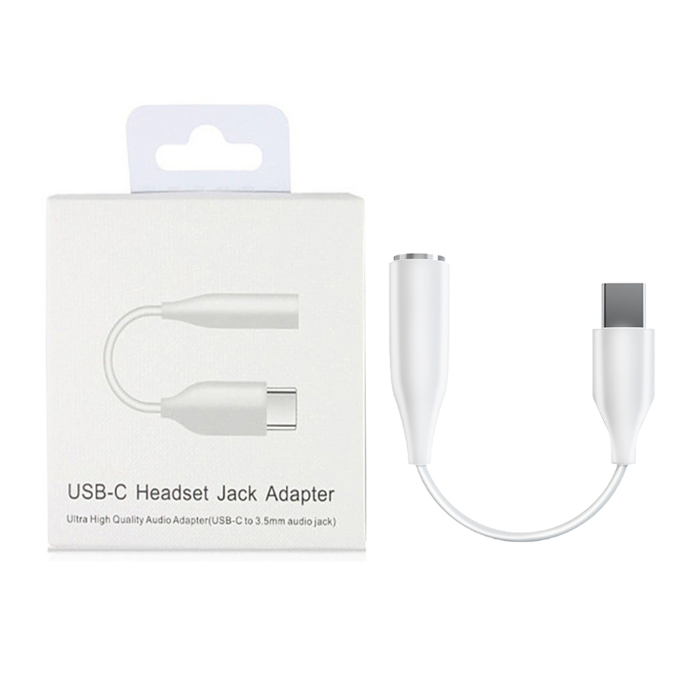 USB C to 3.5mm Headphone Jack Adapter for iPhone Type C Aux Dongle Cable White