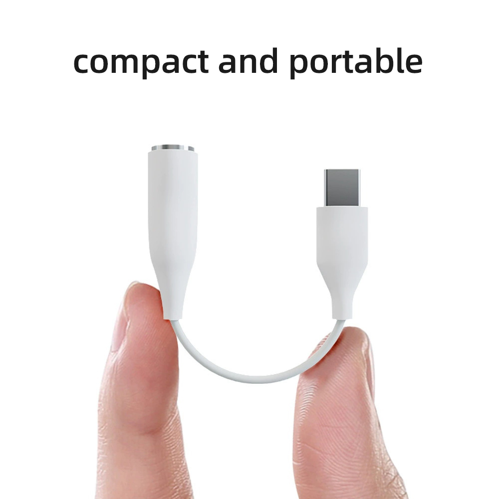 USB C to 3.5mm Headphone Jack Adapter for iPhone Type C Aux Dongle Cable White