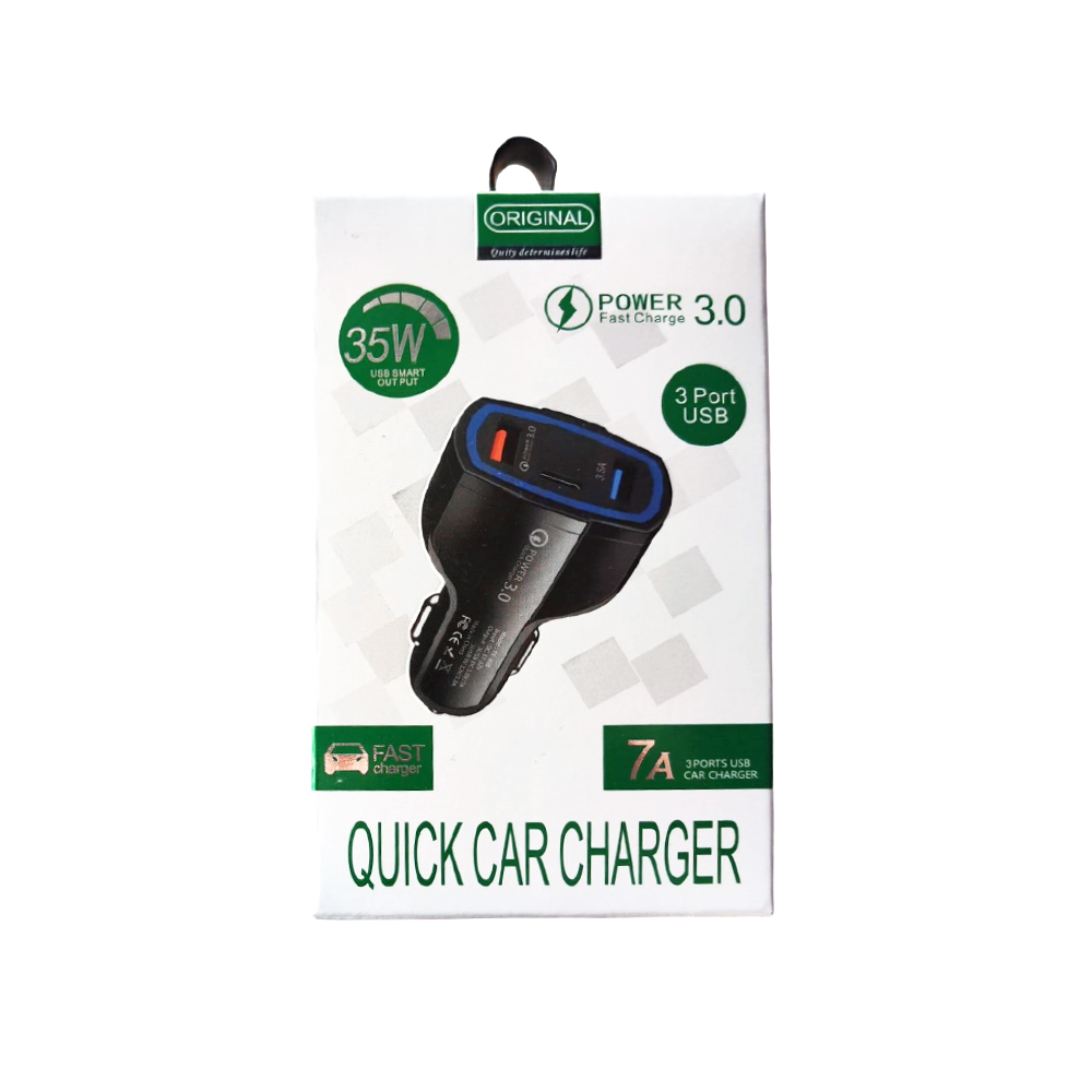 Black QC3.0 Dual USB + PD Car Charger Type-C 48W Car Charger Cigarette Lighter Charger Adapter