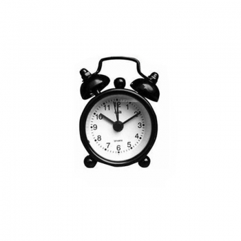 Double Bell Classic Alarm Clock Quartz Movement Mini Analog Clock Black