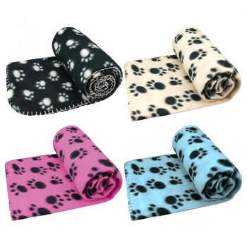Paw Print Pet Sleeping Comfort Blanket Soft Fleece Bed Mat Cover 119 x 98cm Random Colour Gift