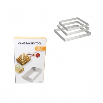 3 Piece Rectangle Cake Baking Mould Stainless Steel Cake Baking Tool Home