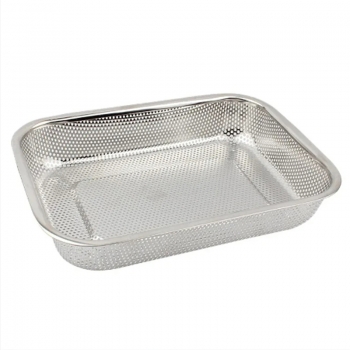 Rectangle Metal Strainer Tray Basket Colander Strainer for Kitchen BBQ 30 x 22 x 5.5 cm Home