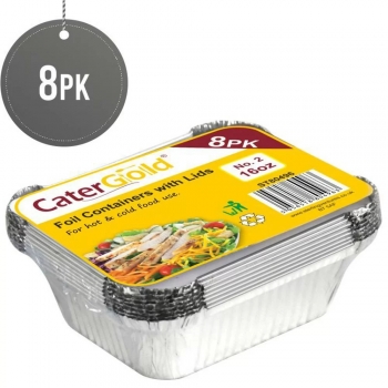 16oz Disposable Aluminum Foil Pans Food Containers with Lids Pack of 8 Home