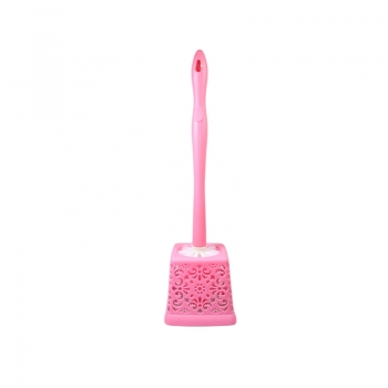 50cm Bathroom Toilet Brush with Lace Style Plastic Holder Random Colour Home