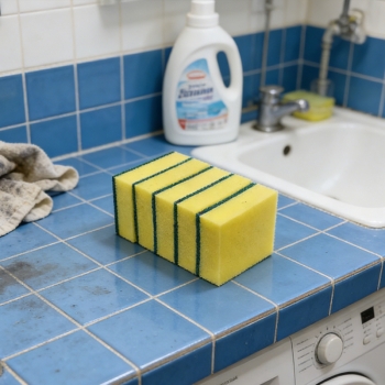 5PCS Dishwashing Sponge Dual Sided Dish Washing Cleaning Scrub Sponge Scourer Remove Grease Burnt on Food 11 x 6cm