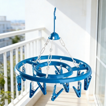 Round Clothes Hanger Hooked Pegs Washing Line Hanger Random Colours