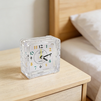 Small Square Quartz Bedside Clocks Desk Beep Alarm Clock Random Colour